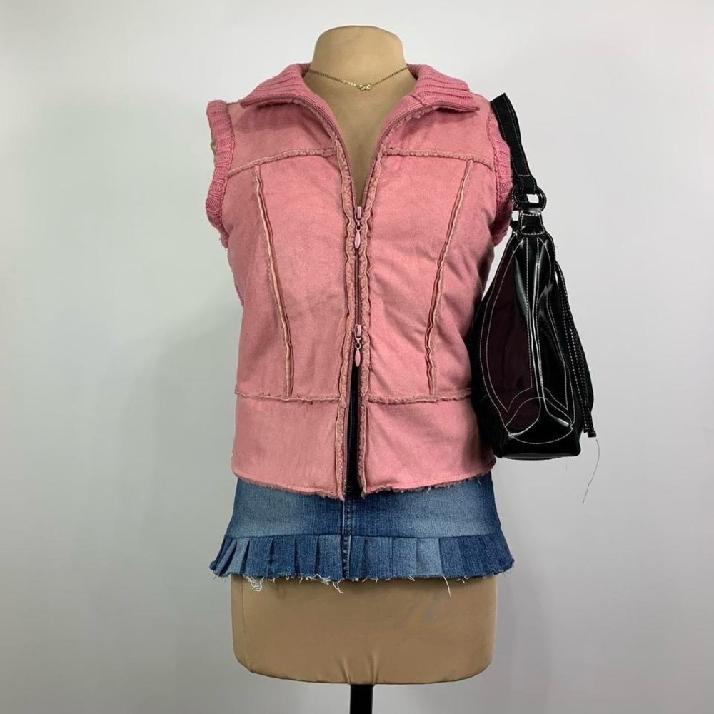 Y2K Pink Faux Shearling Vest